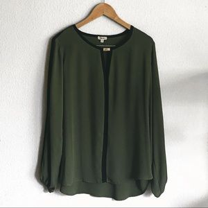 LIKE NEW! Woven Olive Green Top with Elastic Cuff!